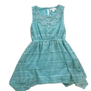 Xhilaration Girls Boho‎ Cutout Lace Sleeveless Aqua Dress Size 6-6X